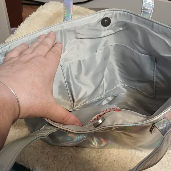 NWOT ~Chi for Ultra Beauty Silver Rainbow Chromatic Iridescent Shoulder Tote Bag - Picture 2 of 6